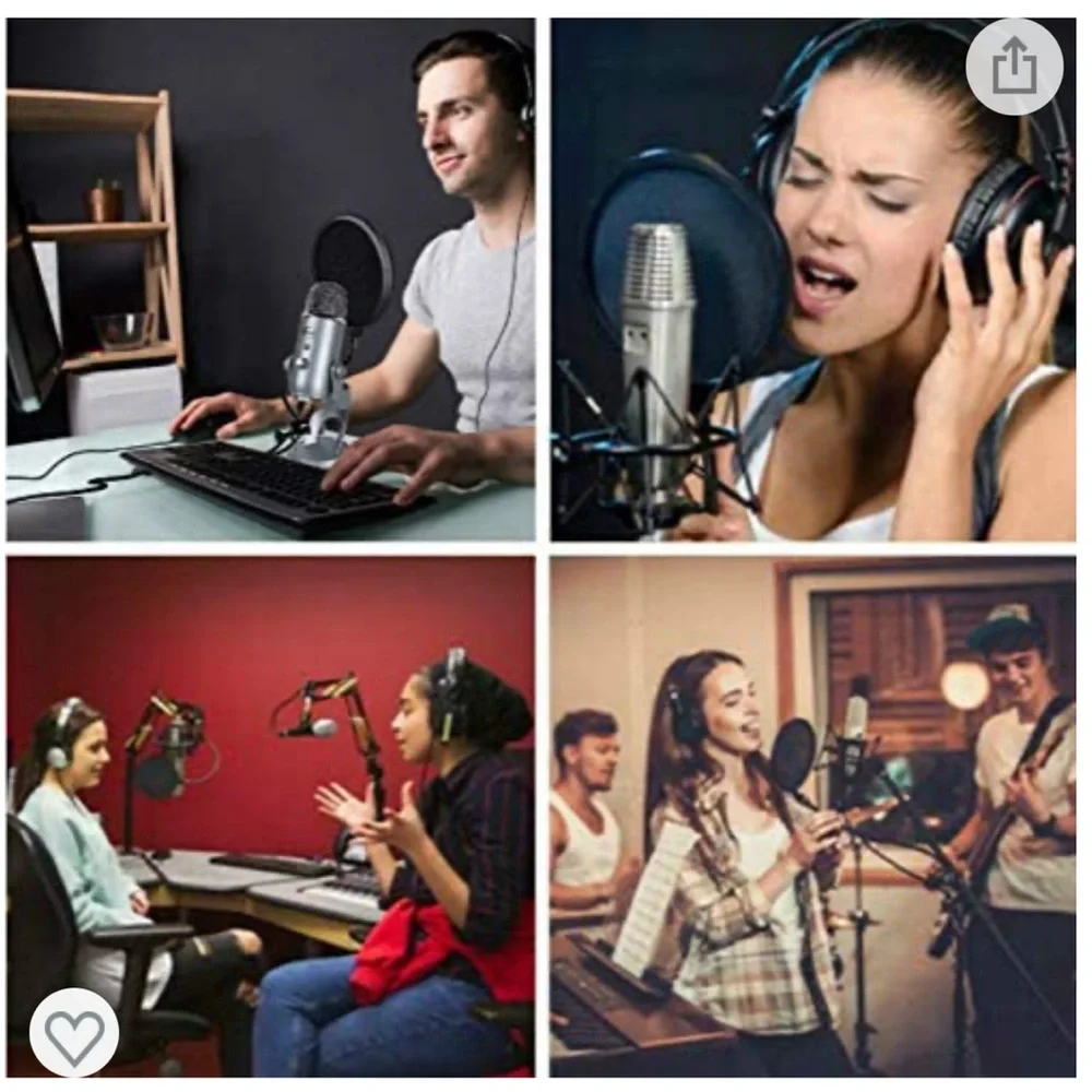 Microphone Pop Filter Mask Shield vocal recording podcast accessory voice sound